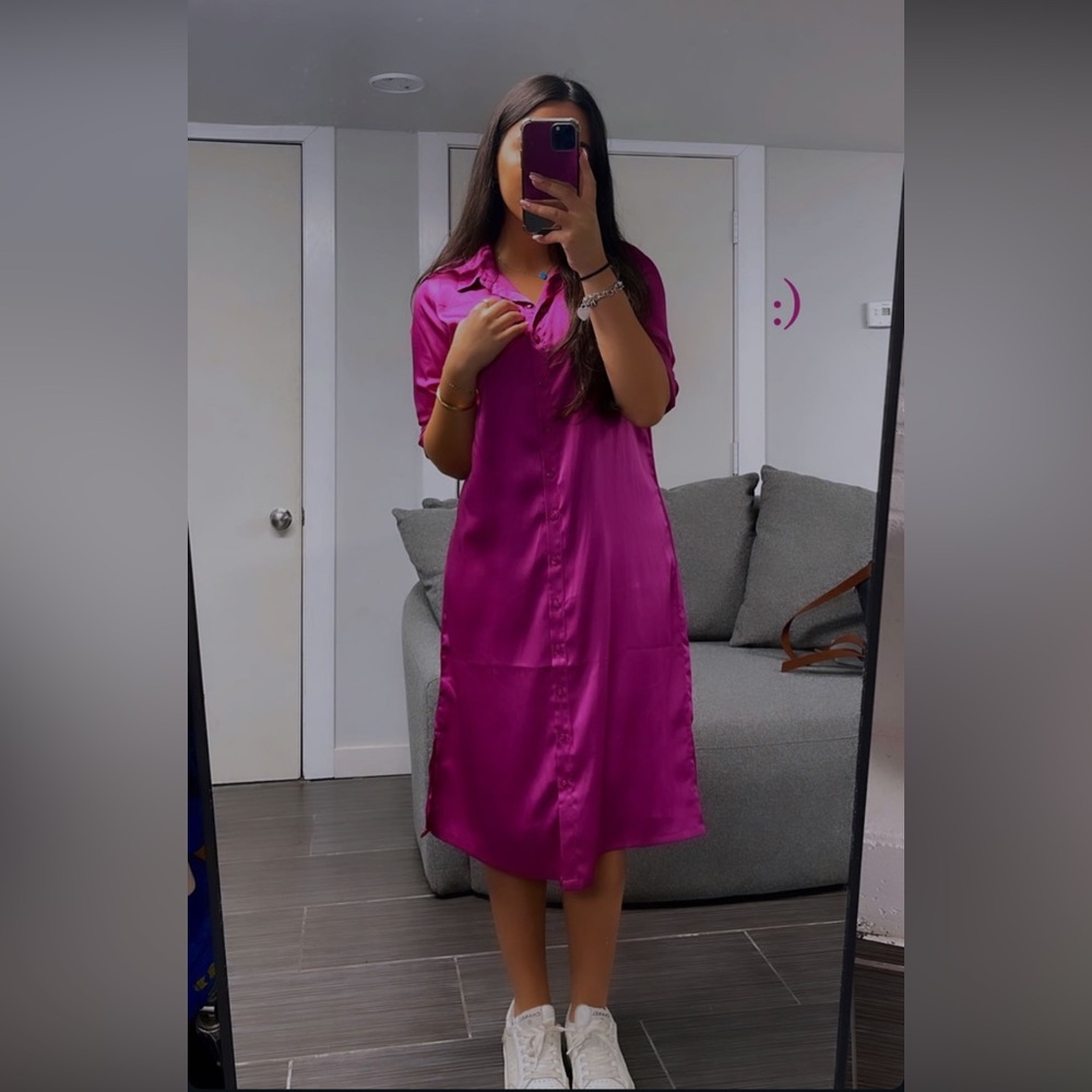 Silky shirt dress